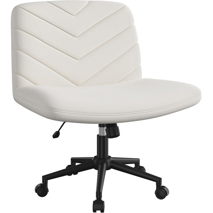 Крісло офісне Yaheetech з колесами, регульоване по висоті, з широким сидінням та середньою спинкою, для офісу та спальні, бежеве