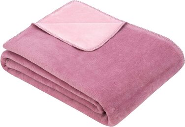 Затишна ковдра Ibena Dublin 150x200 см - двостороння ковдра бірюзового кольору, приємно тепла і дуже м'яка з бавовни, відмінної якості (150x200 см, темно-рожевий / рожевий)