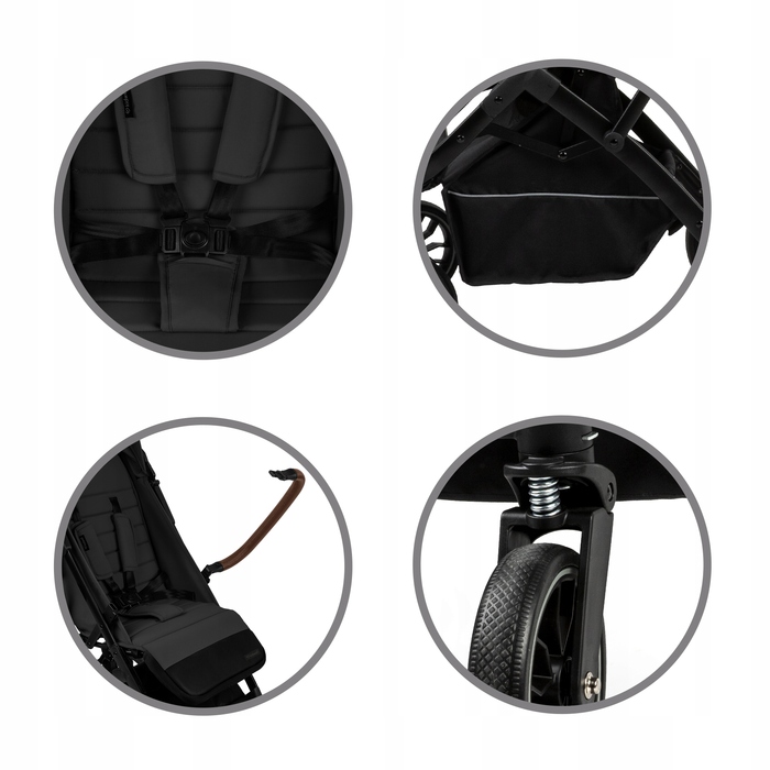 Компактна прогулянкова коляска Kidwell Colmer UP Black — легка, маневрена, складана