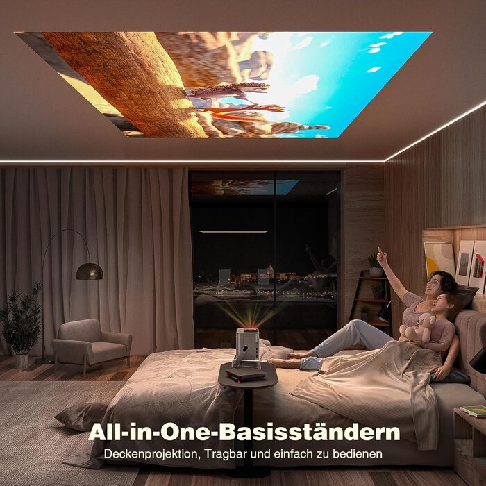 Проектор VOPLLS A-20000L 4K 1080P з автофокусом та корекцією трапецеїдальних спотворень, 28000 Люмен, WiFi6, Bluetooth, Dolby Audio, для дому та вулиці