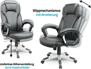 Офісне крісло Sofotel: регульована висота, Tilt механізм, підлокітники, підголовник, чорний колір, штучна шкіра