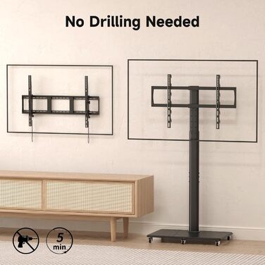 Підставка для телевізора на колесах, регульована по висоті, для екранів 42-70 дюймів, до 40 кг, VESA 600x400 мм