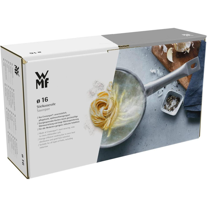 Каструля з ручкою WMF Comfort Line 16 см без кришки, 1,4 л, Cromargan® нержавіюча сталь, з маркуванням об'єму, для індукційних плит