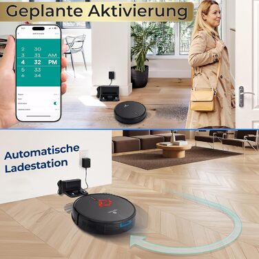 Робот-пилосос SereneLife 3-в-1 з функцією миття, керування через додаток, для тварин та килимів, 1000Pa, чорний