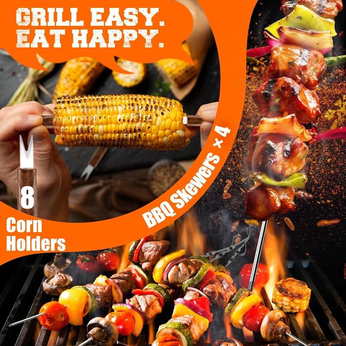 Набір гриля PURPLEBIRD 31 предмет: преміум аксесуари для барбекю з нержавіючої сталі для чоловіків та жінок з сумкою, килимком для гриля, для саду, кемпінгу та на день народження