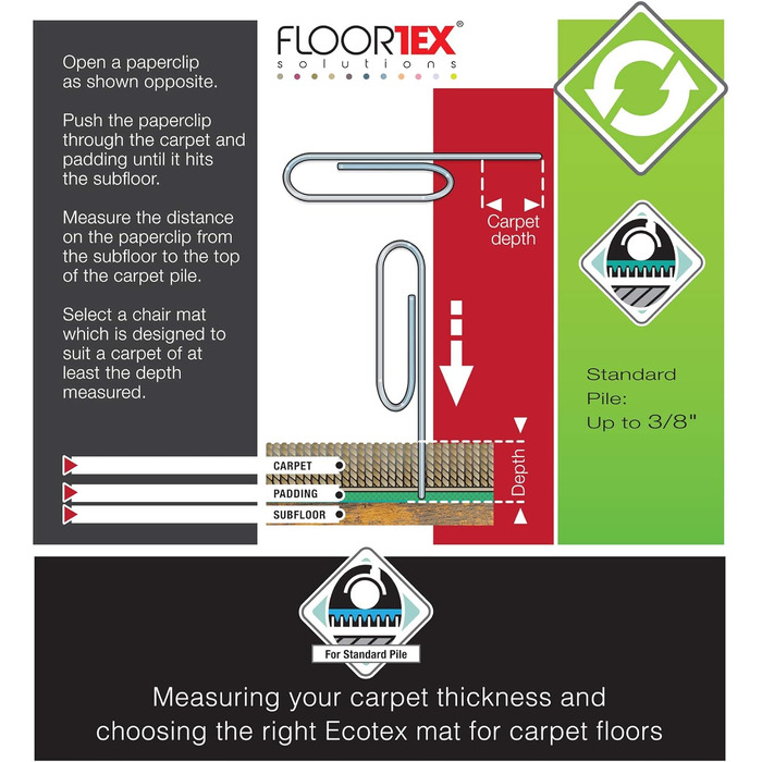 Підлоговий захисний килимок Floortex Килимок для офісного стільця 'Ecotex evolutionmat 120 x 150 см Виготовлений з покращеного полімеру з вмістом вторинної сировини до 50 прозорий прямокутні Сертифікація TV для килимів зі стандартним ворсом 120 х 150 см