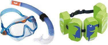 Дитячий комплект для підводного плавання з аквалангом (Один розмір підходить всім, синій, комплект з плавальним поясом Sealife, зелений)