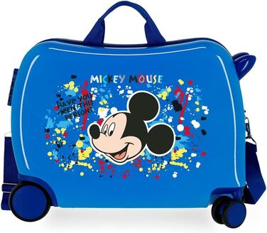 Дитяча валіза Disney Mickey Colour Mayhem, синя, 50 x 38 x 20 см, жорсткий пластик, бортова, 34 л, 1,8 кг, 4 ручної поклажі