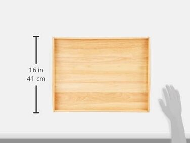 Дерев'яний піднос для сервірування прямокутний з ручками для перенесення 53417 см Піднос для чаю Виготовлений з екологічно чистої деревини (каучукове дерево, 53х47 см, одинарне)