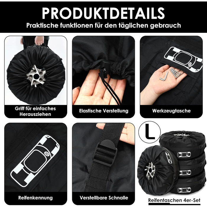 Набір чохлів для коліс 4 шт., захисні чохли для коліс 19-23 дюйми, водонепроникні, з UV-захистом, для зберігання та транспортування, червоні, розмір L (діаметр 81 см)