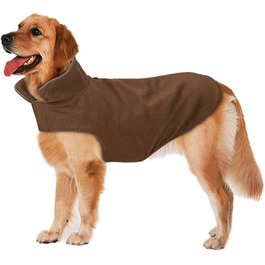 Зимова куртка для собак Bwiv, жилет для великих собак, тепла вітрозахисна куртка для собак, флісова одяг для домашніх тварин, халат на липучці, для захисту живота, світловідбиваючі зимові куртки, довжина повідця XXL, коричнева, XXL, довжина спини 47 см, грудей 68-80 см, коричневий