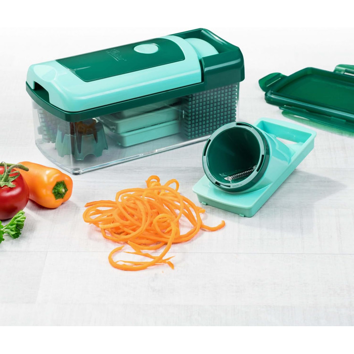 Genius Nicer Dicer Fusion Smart Julietti - Багатофункціональний набір для нарізки овочів та фруктів, 16 частин, зелений