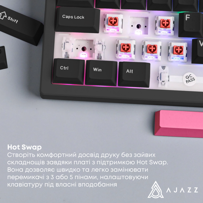 Дротова механічна клавіатура Ajazz AK980 Red switches Black Red (AK980-R-BR)