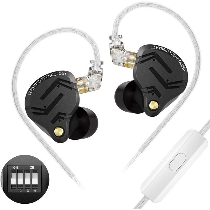 Навушники-вкладиші KEEPHIFI KZ ZAR IEM 7BA1DD гібридні з мікро, знімним кабелем