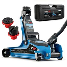 Гідравлічний домкрат STIX 2.5T низькопрофільний з кейсом, гумовими накладками та адаптером для SUV - для легкових та позашляхових автомобілів