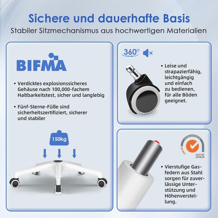 Офісне крісло Hinode з підйомними підлокітниками та функцією гойдання, 360° обертання, регульована висота, ергономічне крісло для дому та офісу з дихаючою сіткою, до 150 кг (Блакитно-зелений, Стиль 1)