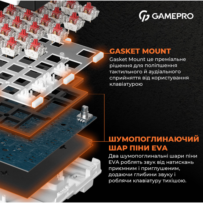 Дротова механічна клавіатура GamePro MK170W (Red) з Hot-Swap RGB White