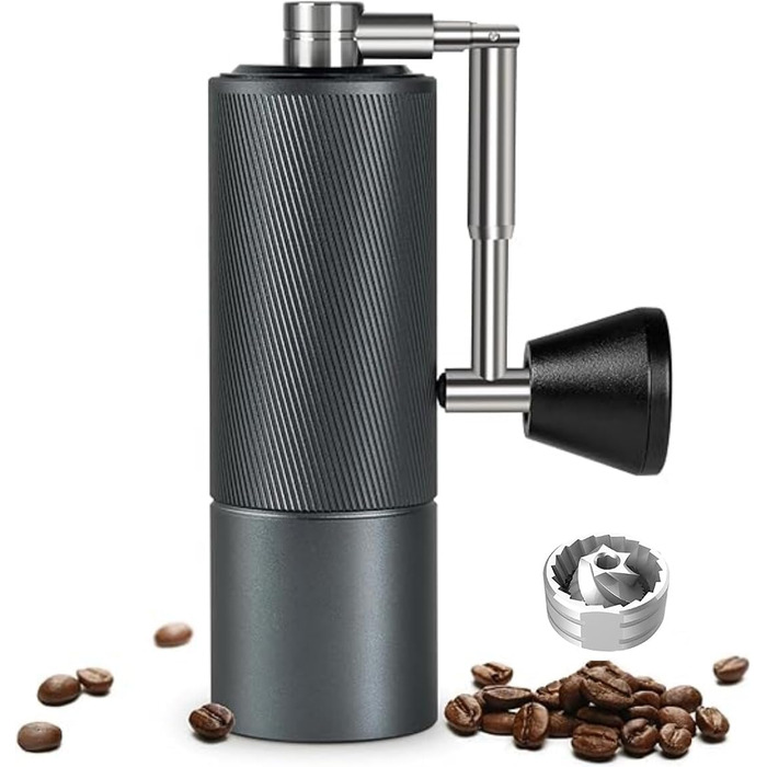 Кавомолка ручна TIMEMORE Kastanie C2 Fold - з регульованим жерновою системою з нержавіючої сталі, сіра