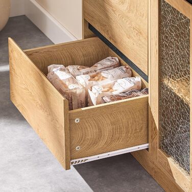 Кухонна шафа SoBuy з мікрохвильовою нішею, ламеленими дверцятами та буфетом, 107×40×85 см (Eiche-Schwarz)