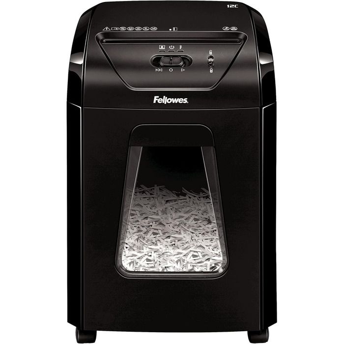 Fellowes знищувач паперу Powershred FS-12C: 12 листів, перехресний шредер, 19 л контейнер, для офісу та дому, знищення кредитних карт, білий