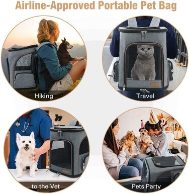 Розширюваний рюкзак для кішок Рюкзак для собак для кішок і маленьких собак, складаний рюкзак для домашніх тварин є внутрішній страхувальний трос і 2 килимка для домашніх тварин, (XL, Синій)