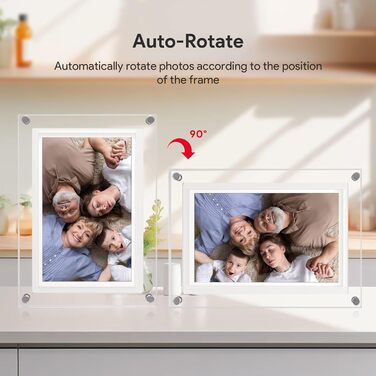 Цифрова фоторамка 15.6 дюймів з Wi-Fi, HD IPS сенсорний екран 1920x1080, 32ГБ пам'яті, підтримка Frameo App, автоматичний поворот зображення