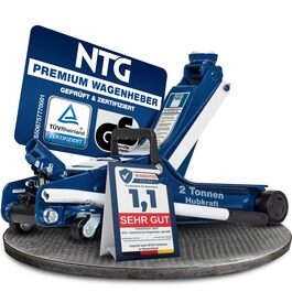 Гідравлічний домкрат NTG 2T для легкових авто та занижених транспортних засобів, 85-375 мм, вантажопідйомність 2000 кг