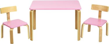 Дитячий стіл LIFEZEAL з 2 стільцями: дерев'яний комплект для дитячої кімнати (3-12 років, рожевий+натуральний)
