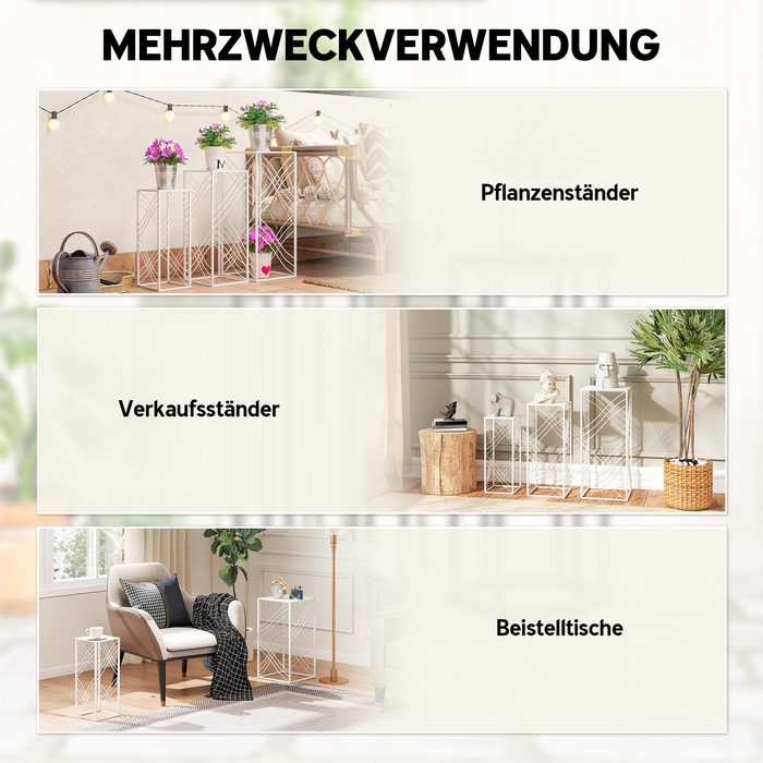 Набір з 3-х підставок для квітів, висотою 50/60/70 см, металевий квітковий стеллаж, що складається у стос