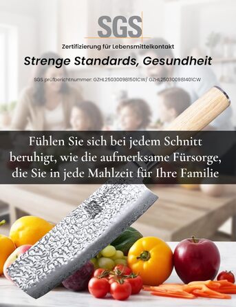 Японський ніж Сантоку 18 см з VG-10 сталі Дамаск, професійний кухонний ніж, ідеальний для дому та як подарунок (18 см Накірі)
