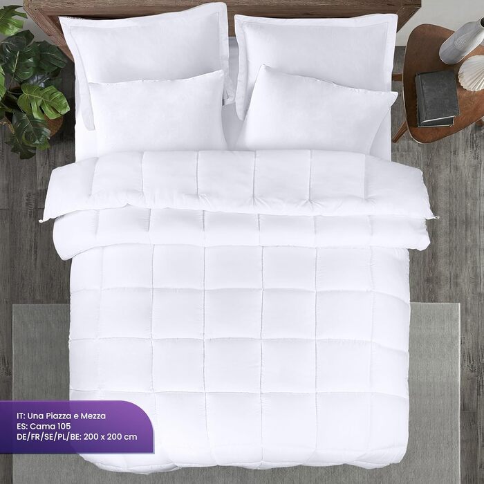 Ковдра Utopia Bedding 200x200 см, всесезонна, 370 GSM, дихаюча, стегане покриття, супер м'яка (біла)