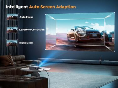 YABER Beamer: проєктор для домашнього кіно, 1080P Full HD, підтримка 4K, автофокус та корекція Keystone