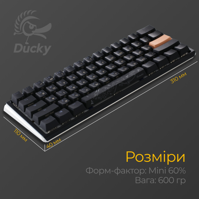 Механічна клавіатура Ducky One 3 Mini Cherry MX Silent red RGB Black UA