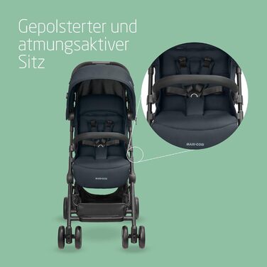 Дитяча коляска Maxi-Cosi Lara2 Essential Graphite, 0-4 роки, до 22 кг, легка та компактна, 3 положення для сну, включаючи повністю горизонтальне, складна, з ременем безпеки