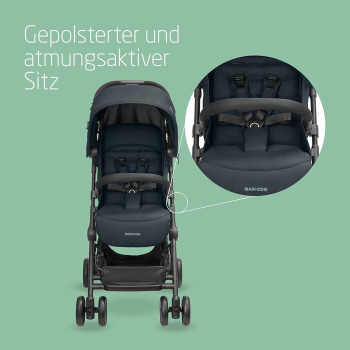 Дитяча коляска Maxi-Cosi Lara2 Essential Graphite, 0-4 роки, до 22 кг, легка та компактна, 3 положення для сну, включаючи повністю горизонтальне, складна, з ременем безпеки