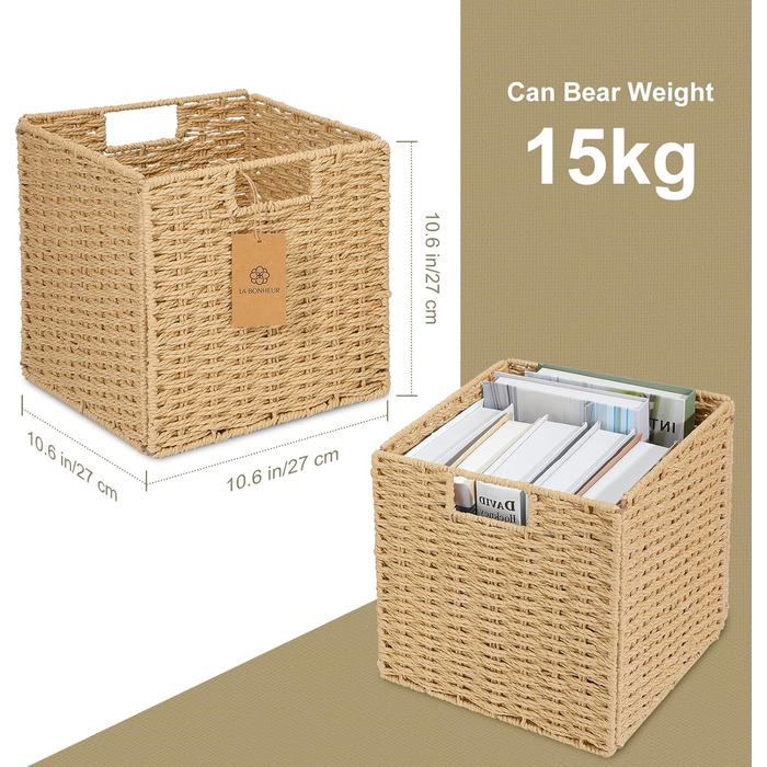 Шафа для зберігання LA BONHEUR 2 шт. , виготовлений картон, що підлягає вторинній переробці, кошик для зберігання Велика коробка для зберігання одягу Ящики для полиць Тканинні складні коробки для кошиків Kallax