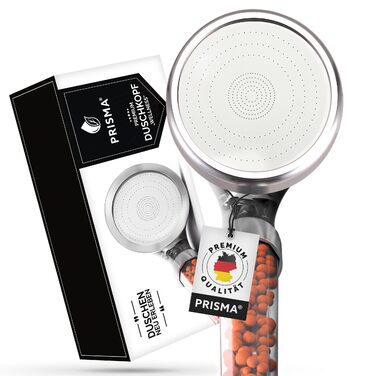 Насадка для душу PRISMA: 3 функції, фільтр, економія води, високий тиск, масаж, ручна лійка, 1 шт.