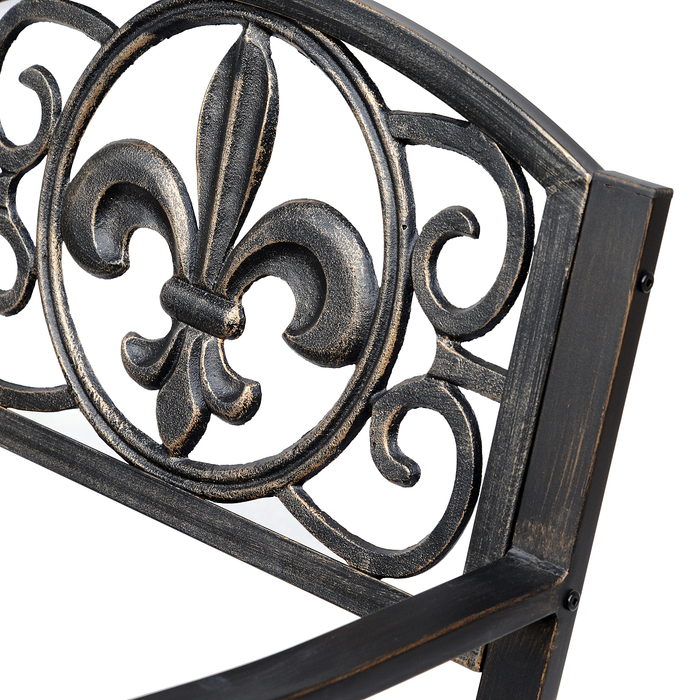 Крісло-гойдалка для саду, антикварний садовий стілець-гойдалка з металу та бронзи, розміри: 60 см (ширина) x 73 см (глибина) x 85 см (висота)