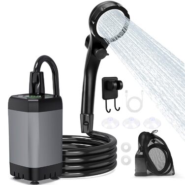 Портативна душова кабіна ShinePick для кемпінгу, акумулятор 3000 mAh, LED-дисплей, 3 режими, водонепроникність IPX7, для кемпінгу, відпочинку на природі, авто та тварин