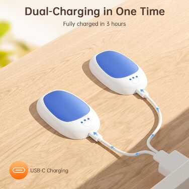 Jonwall Електричні грілки для рук, 2 шт., USB, багаторазові, портативні, 3 режими нагріву, для кемпінгу, полювання, гольфу, подарунок для жінок та чоловіків (блакитний)