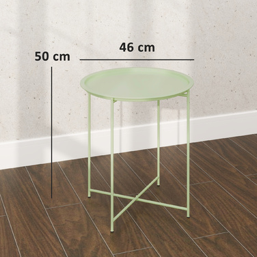 Outsunny Side Table Складаний садовий стіл Ø46 x 50 см Круглий стійкий до погодних умов балконний стіл зі складними ніжками столу Кемпінговий стіл Розкладний стіл Журнальний столик для вітальні, офісу, на вулиці, в приміщенні, зелений