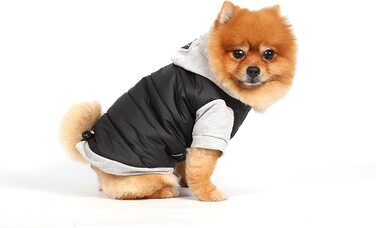Куртка для собак Doggy Dolly W109 Водонепроникна з капюшоном, чорний / сірий, зимове пальто / зимова куртка, розмір XXL (довжина грудей 46-48 см, спинка 31-33 см)