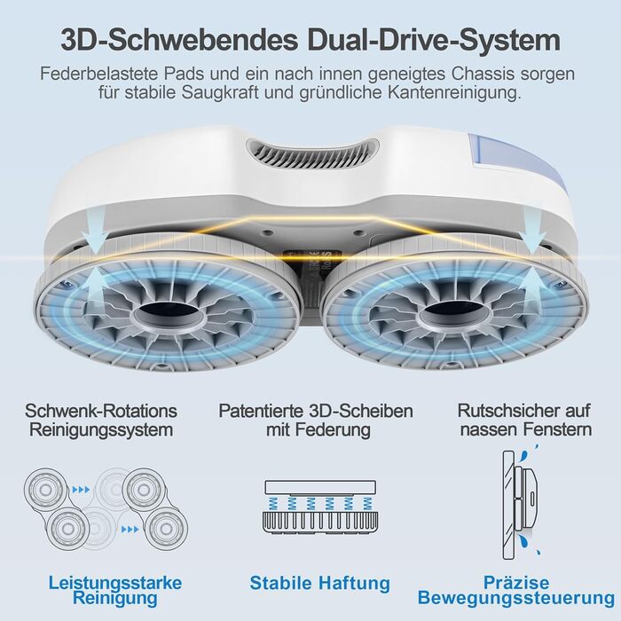 Робот-прибиральник вікон HUTT S7 з функцією розпилення, 5500Pa, 3D-подушка, 80мл бак, автоматичний, з багаторазовим захистом, 8 мікрофібра, у кейсі