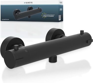 Змішувач для ванни з термостатом Schütte London з захистом від опіків 38°C, хромований (чорний)