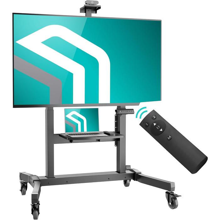 ONKRON Телевізійна тумба на колесах для телевізорів 50-100 дюймів, електрична, з підйомом, max 130 кг, VESA 1000x600, чорна TS1991E-B