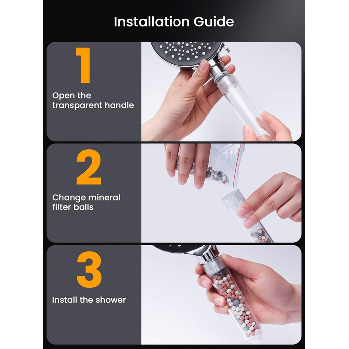 Набір мінеральних перлин YEAUPE для душу: фільтр від накипу, антибактеріальний ефект, мінералізація, pH-нейтральний. 4 шт.