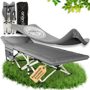 Розкладне похідне ліжко Feldbett з матрацом та простидлом з бавовни, кемпінгове ліжко для дорослих 190x70 см, витримує до 200 кг