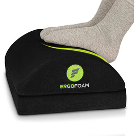 Підставка для ніг під стіл ErgoFoam - регульована, з м'якого велюру та піни, для спини та колін (чорна)
