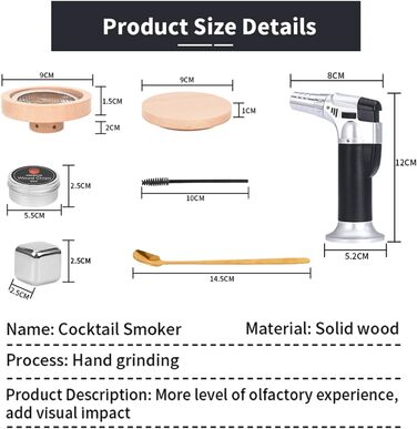 Набір для копчення коктейлів Cocktail Smoker Kit MKNZOME: для віскі, коктейлів, вина, кави та м'яса