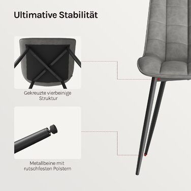 Крісла для їдальні WOLTU (6 шт.), для вітальні, кухні, їдальні. М'які кухонні крісла з підлокітниками, штучна шкіра, металеві ніжки, до 150 кг, сірі (6 шт.)